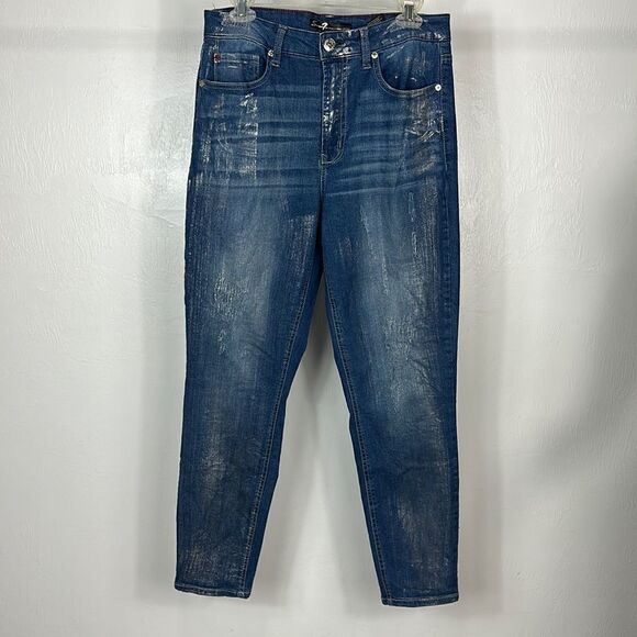 Seven7 High Rise Whiskering Ankle Skinny Jeans Size 10 - Picture 1 of 10
